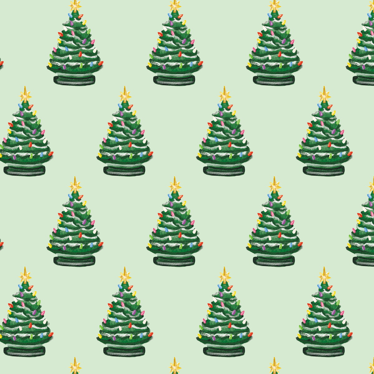 Retro Christmas Tree Wrapping Paper
