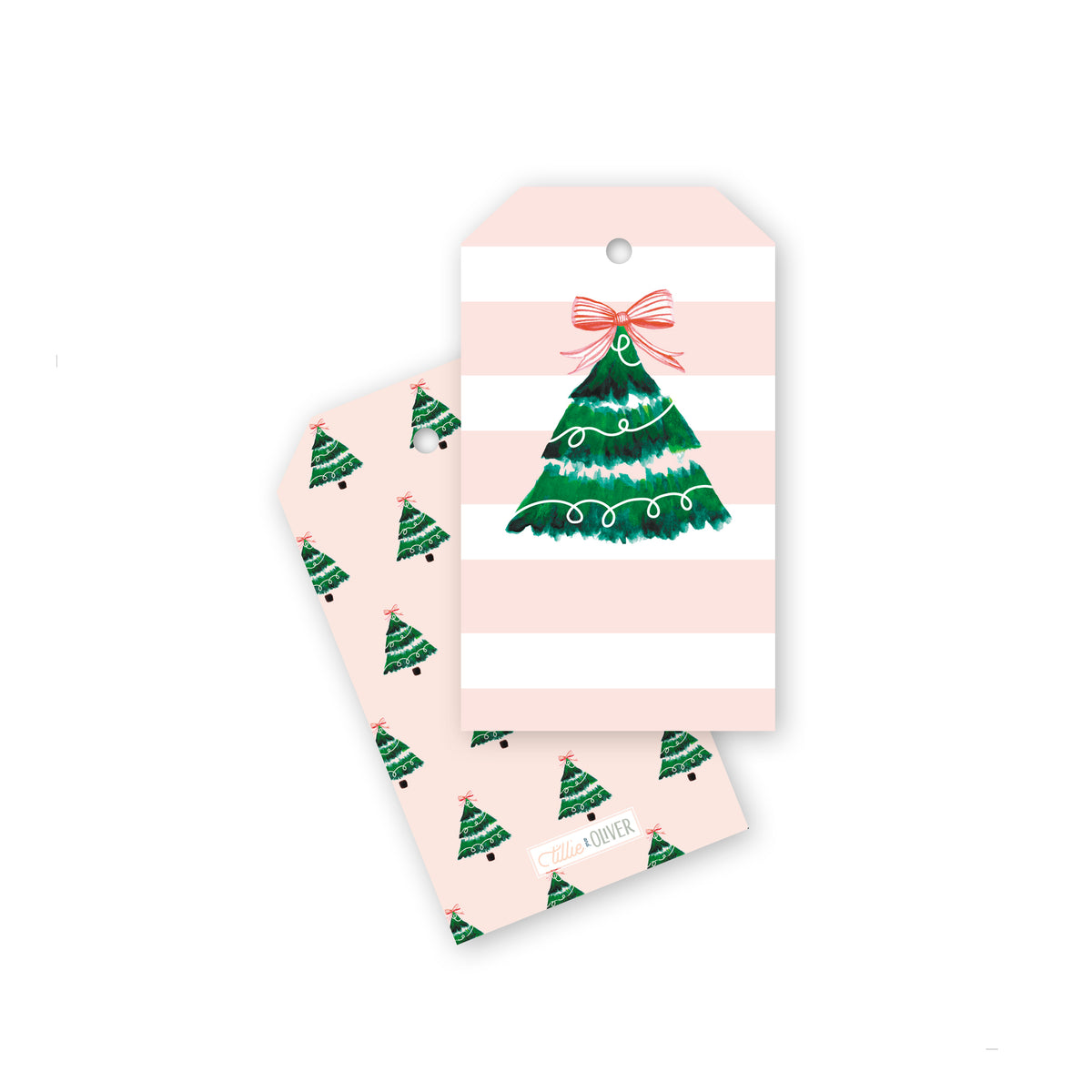 Christmas Tree Striped Gift Tags