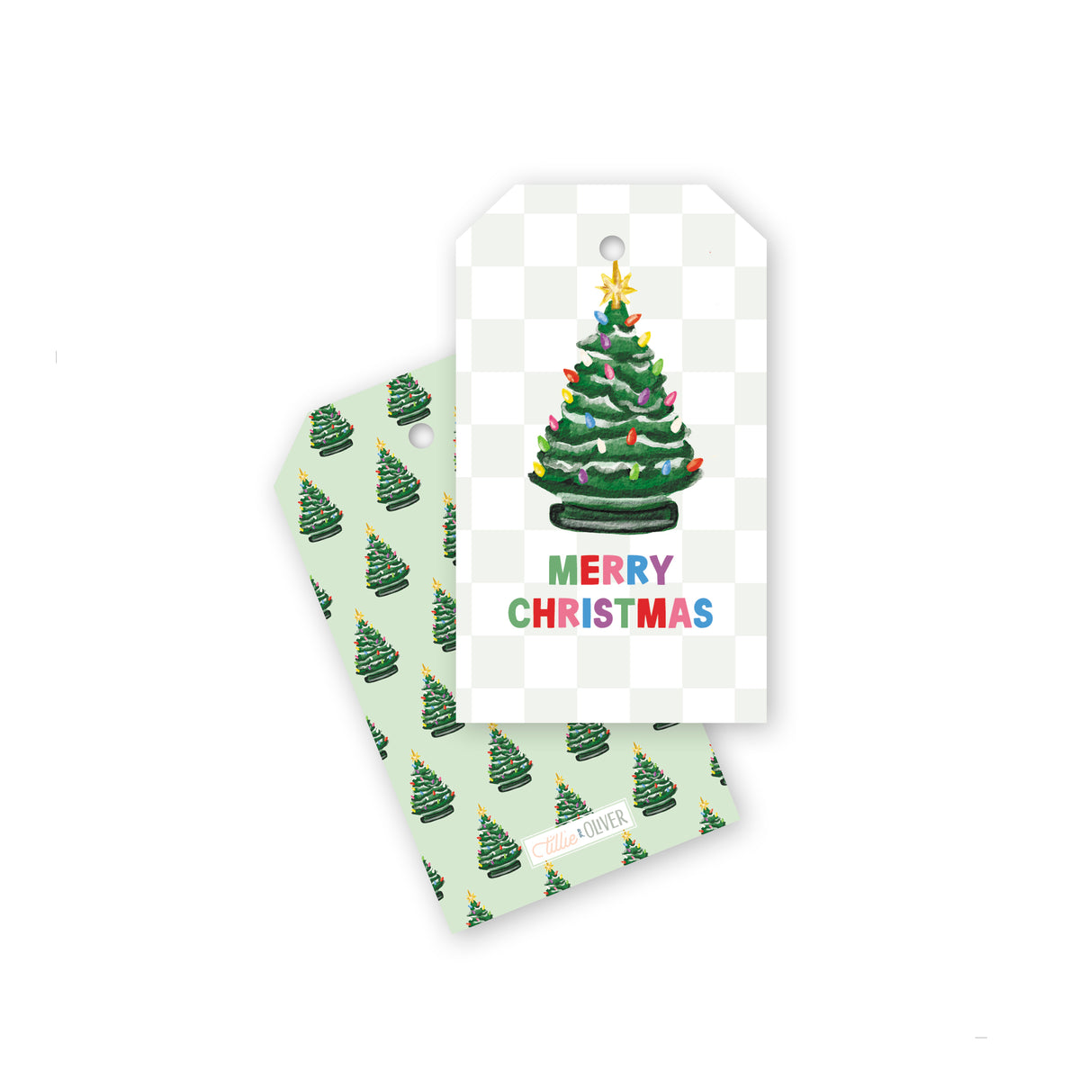 Retro Christmas Tree Gift Tags