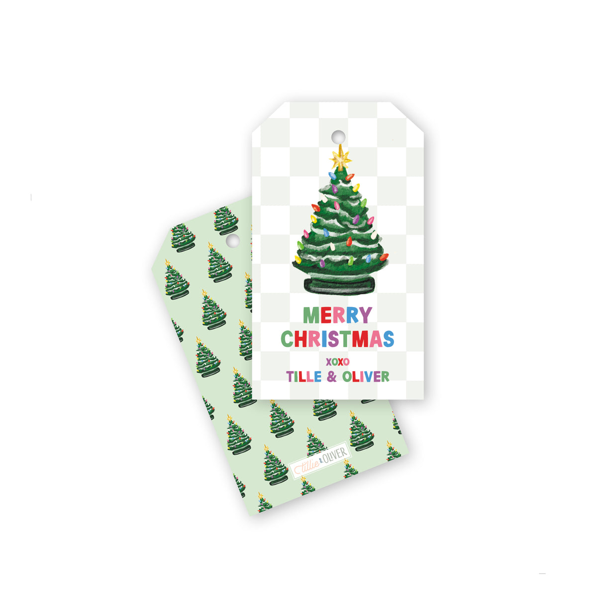 Retro Christmas Tree Gift Tags