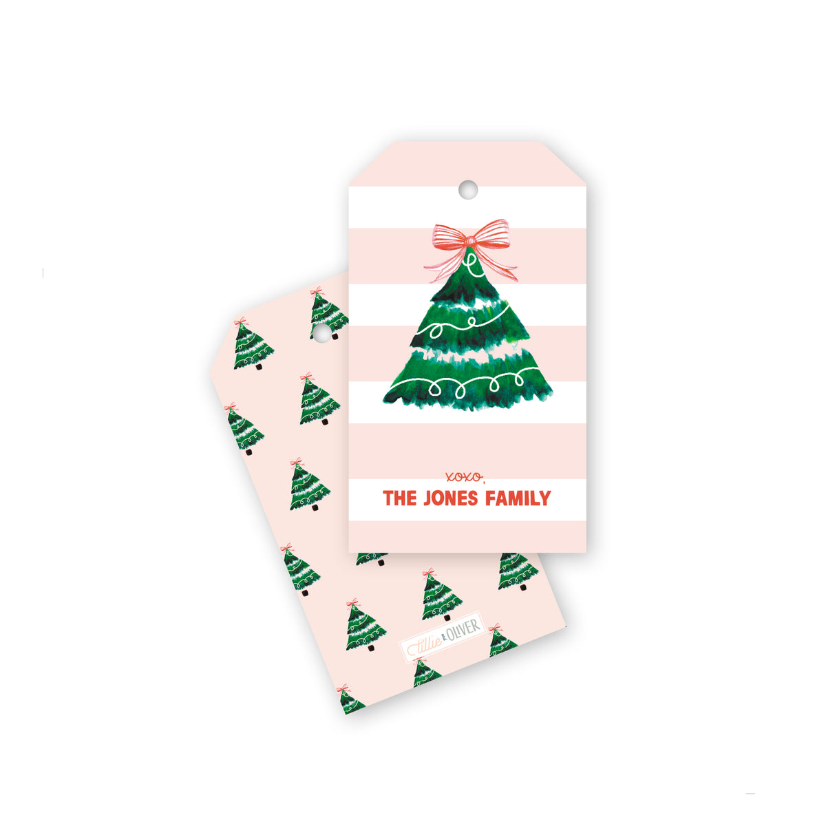 Christmas Tree Striped Gift Tags