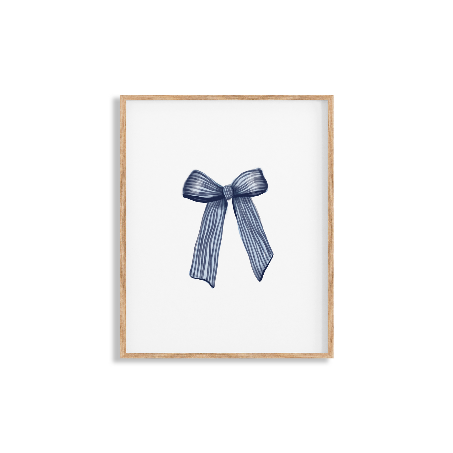 Blue Striped Bow Art Print