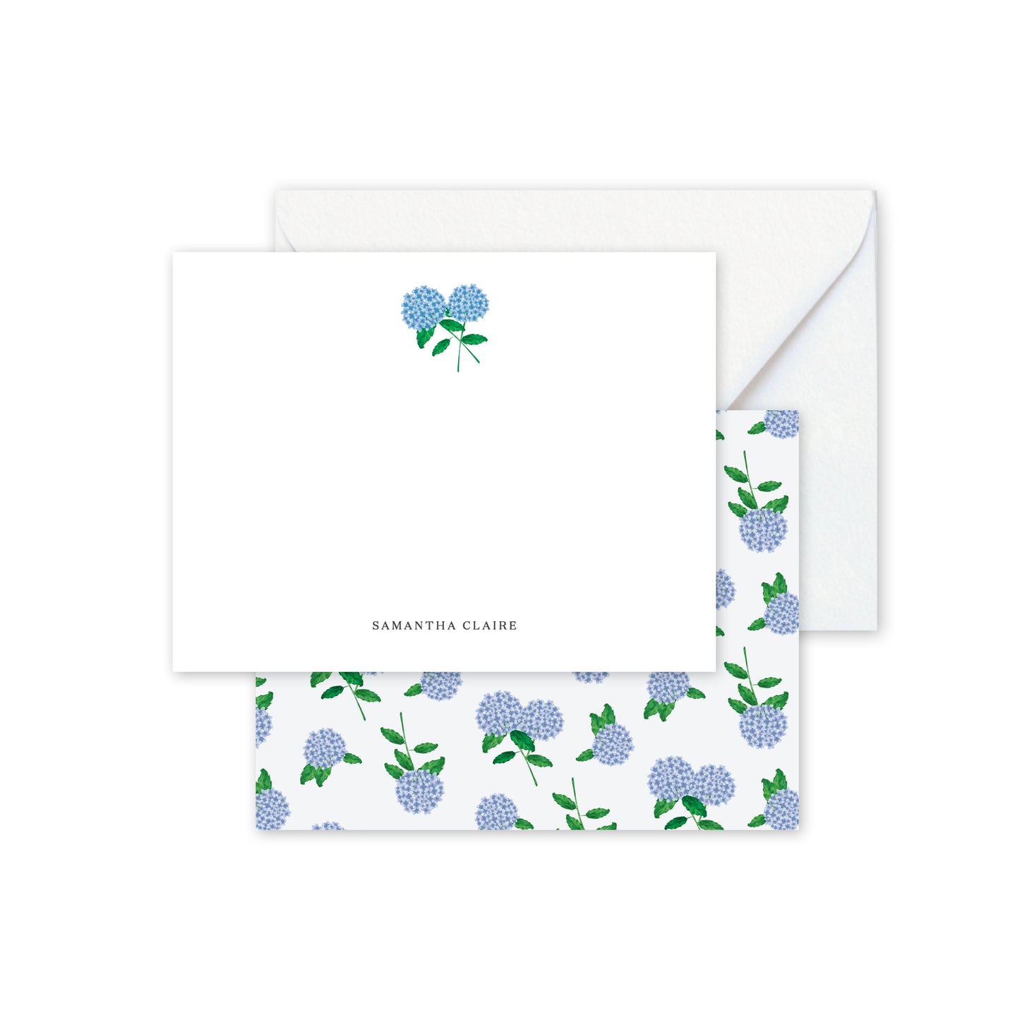 Hydrangea Stems Customized Stationery Notecards