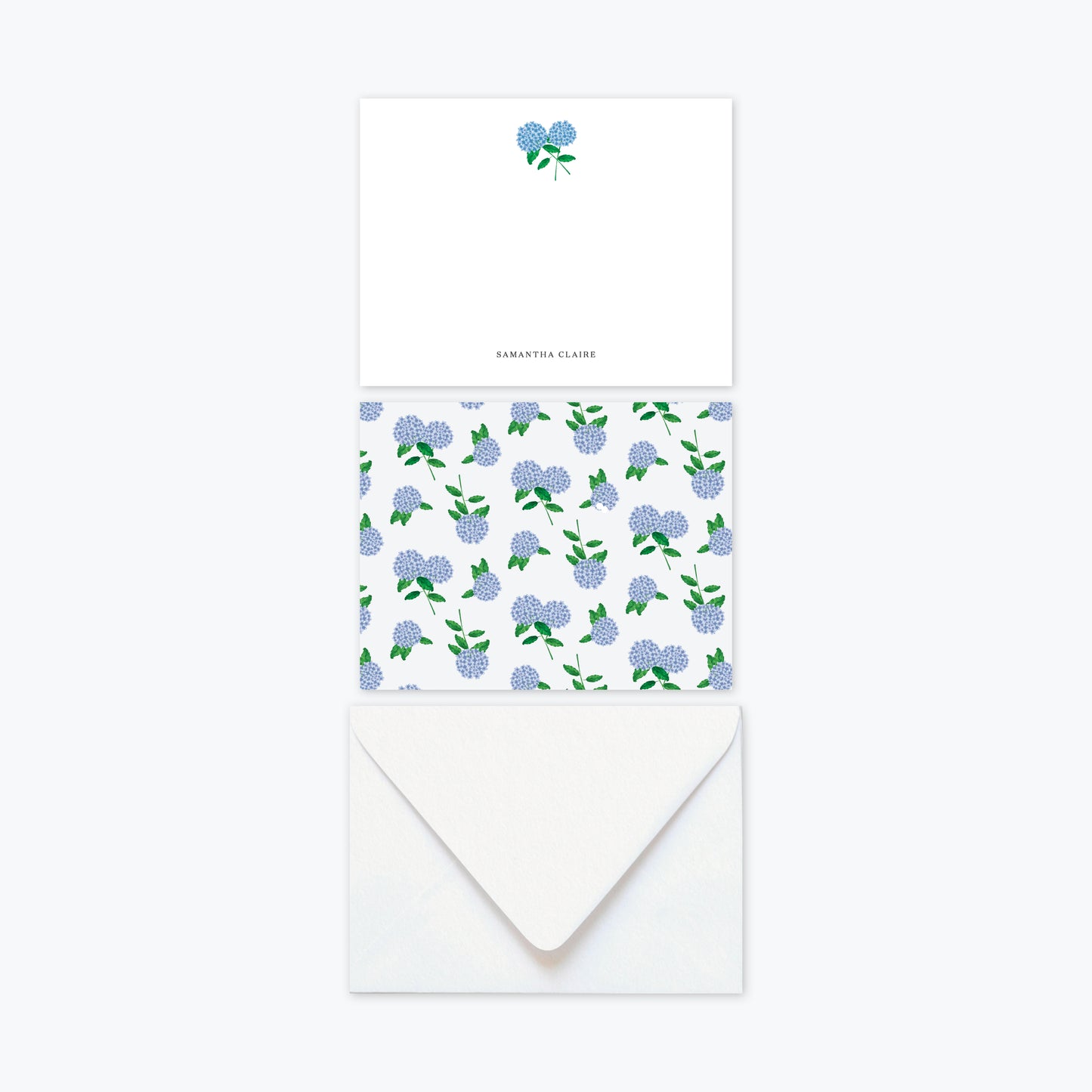 Hydrangea Stems Customized Stationery Notecards