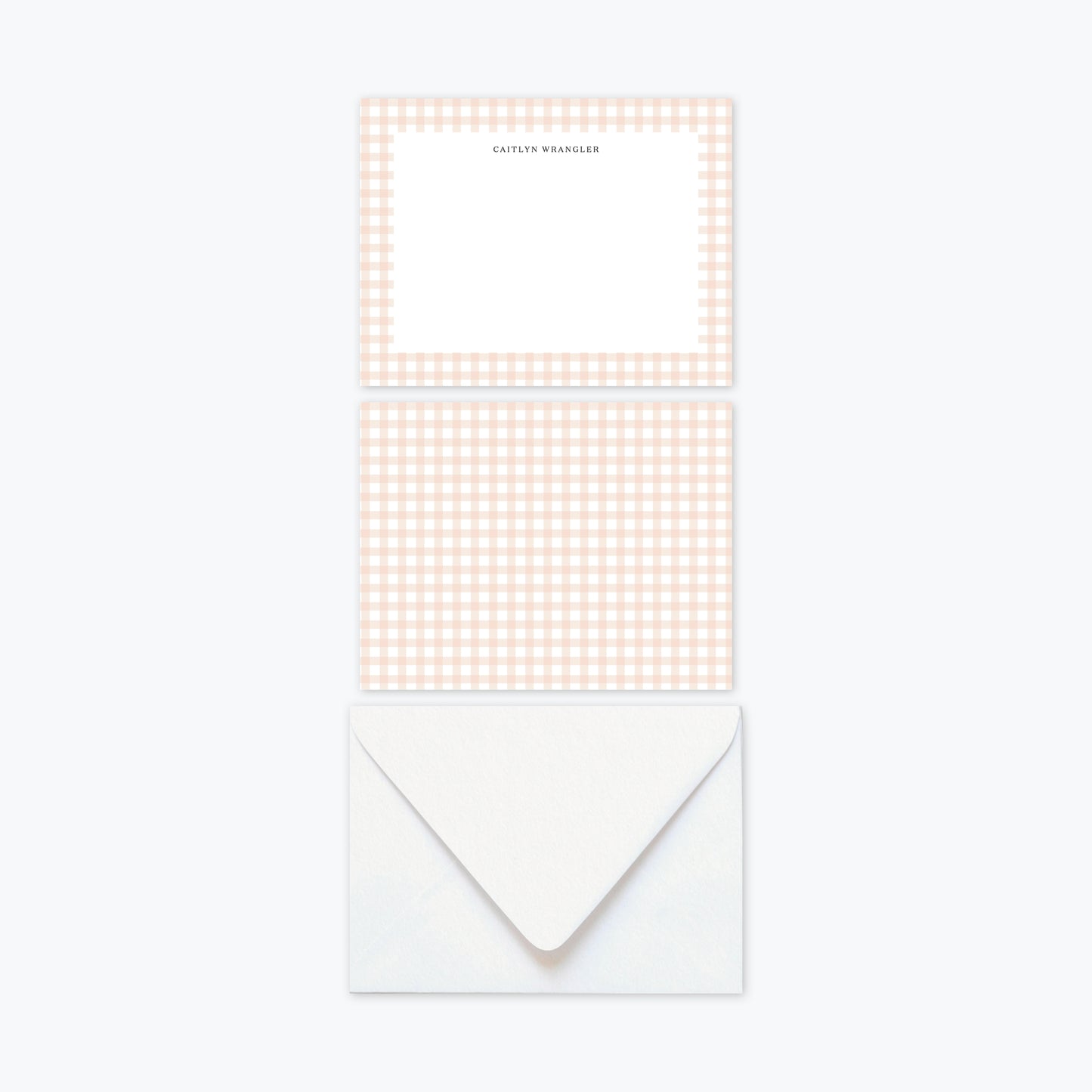 Pink Gingham Customized Stationery Notecards