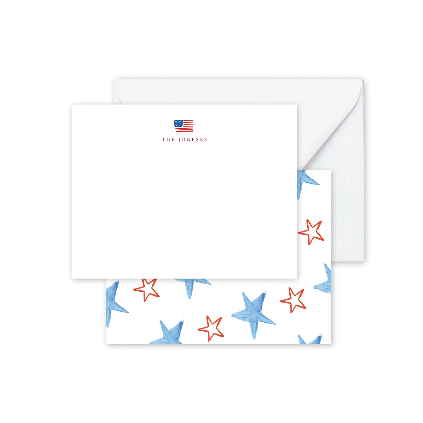 Stars and Stripes Customized Stationery Notecards